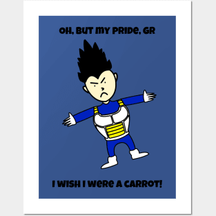 "Oh, but my pride, gr I wish I were a carrot!" Vegeta Chibi Posters and Art